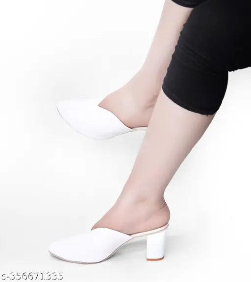 Patent leather block heel sandal mule for women and girls - trendy, comfortable, durable office shoes in a variety of designs and sizes, made in India