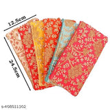 Zari printed multi-colored silk potli purse set (6 pieces), embellished with embroidery and sequin, ideal for weddings or traditional functions