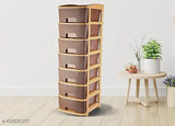 Brown plastic 7-compartment drawer organizer for home or office (ELIGHTWAY MART)