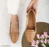 Synthetic ballet flats, Essential Bellies, solid pattern in various sizes (IND-3 to IND-9) - Indian footwear for women