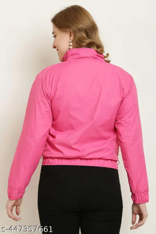 Stylish printed net polyester fur jacket for women & girls, comfy and long-sleeved