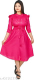 Indian Georgette Solid Combination Kurti, Three-Quarter Sleeves, XS (Bust: 34in, Length: 42in)