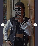 Black wool kids winter crop jackets, solid design for 10-16 years, ideal for cold weather