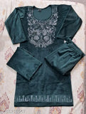 Velvet winter kurta palazzo set for women, super soft velvet with embellished net design