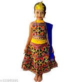 Embroidered cotton blend radha dress for baby girl (0-6M/6-12M/12-18M/4-5Y), Indian origin