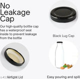 Clear glass fridge water bottles (pack of 4), leak-proof design, ideal for milk, juice, shakes, and all types of liquid, suitable for fridge storage