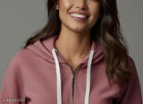 Peach fleece zipper hoody for women and girls, soft interior lining, convenient zip closure, perfect for layering