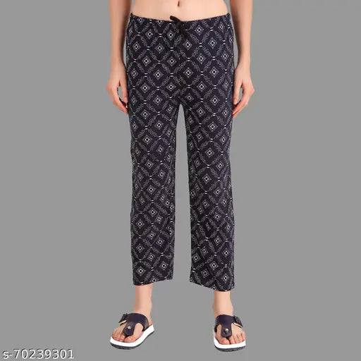 Comfortable cotton multicolor maxi pyjama lounge pants for women & girls (pack of 3) - soft fabric with elastic waistband, perfect for sleepwear or yoga wear