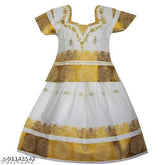 Cotton-silk trendy child Pattu Lehenga Choli with waist belt, traditional Indian girls party wear