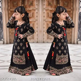 Rayon three-quarter sleeve printed net kids kurti, vibrant design for 3-13 years, Indian origin