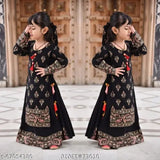 Rayon three-quarter sleeve printed net kids kurti, vibrant design for 3-13 years, Indian origin