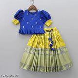 Best Tinkle Comfy Kids Girls Lehanga Cholis: Self-designed silk choli, jacquard lehenga with lace embellishments, ready-to-wear for parties & celebrations. Dry clean only. Indian origin