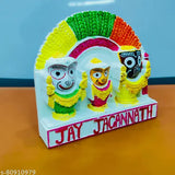Marble handicraft Lord Jagannaht Balabhadra and Devi Shubhadra murti, 12.5cm x 12cm x 0.5cm, Indian artifact for home decoration or pooja room