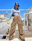 Solid polyester parasuit trouser, trendy and versatile, modern fit for women's wardrobe