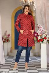 Pure cotton reversible maroon quilted jacket for women - comfy, versatile, lightweight, trendy womens outerwear (India)