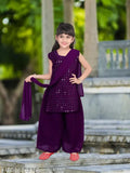 kids ethnic set by Fashion Girls Festive & Party sleeveless Kurta with dupatta and plazzo, embellished in vibrant Indian embroidery