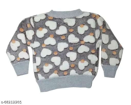 Wool winter wear sweater with long sleeves and printed net pattern, suitable for babies from 0-12 months