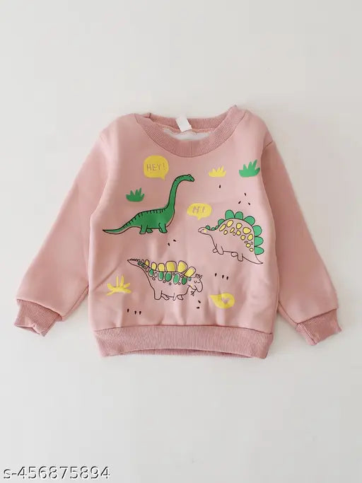 Printed cotton blend baby sweatshirt, soft fleece lining, 0-6 Months size, India origin