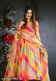Blue Georgette Maxi Dress, Indian Ethnic Attire with Long Sleeves, ideal for partywear, casual dailywear, and function wear