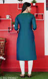 Art Silk Embroidered Kurta on Woman, S - Bust 36in, Size Length 44in (India)