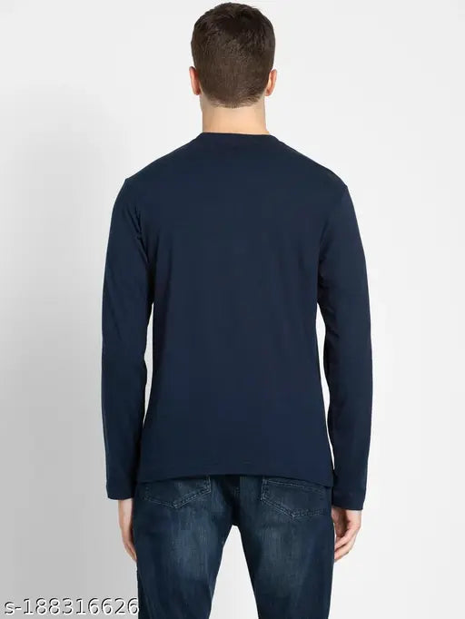 Marvel Navy Printed Long Sleeve Cotton T-Shirt for Men, navy color with Marvel design on chest