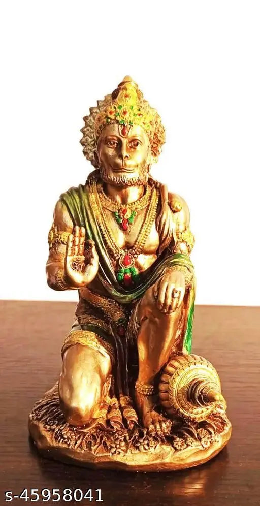 10cm x 19.5cm Poly Resin Hanuman Idol - Tangible symbol of spirituality & devotion for home or office