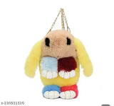 Synthetic random multicolor rabbit sling bag, soft handbag for girls with removable strap, suitable for casual outings, fluffy bunny design, India origin
