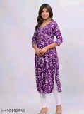 Rayon Alia cut kurta with three-quarter sleeves, printed combo design. S (36in bust, 45in length), M, L, XL, XXL sizes for daily wear in vibrant color palette. Indian origin