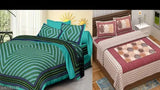 Cotton Jaipuri trendy bedsheet combo pack (2 double, 4 pillow covers), ideal for adult bedrooms. Fine quality flat sheets from India