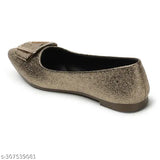 Embellished synthetic leather pointed toe ballerinas for women, intricately adorned, slip-on design in various sizes