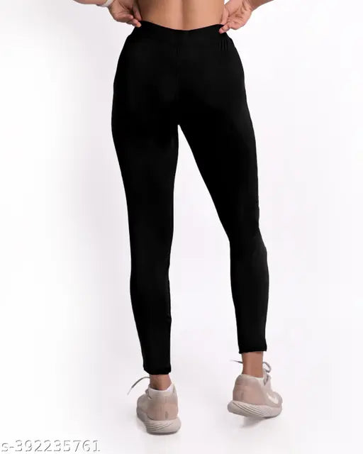 Cotton blend high-waist workout leggings with side pockets, solid net gym wear for women & girls. Breathable, squat-proof, and versatile for yoga, fitness, running, and more. Available in sizes 26-36 (Waist: 13in-18in, Length: 36in). Made in India