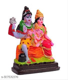 Multicolor Shiv Parivar Murti: Mahadev family resin statue with Shiva, Parvati, and Ganesh (Height 4 inches)