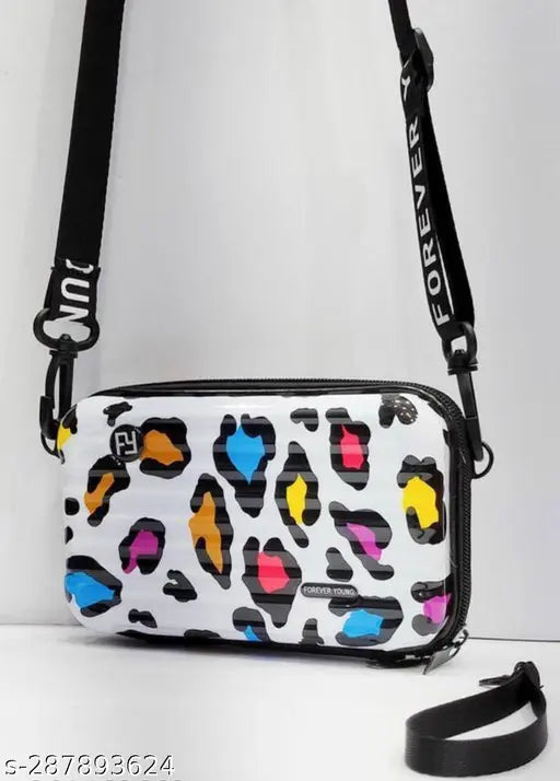 Multicolor synthetic unisex mini suitcase sling bag, ideal for travel with 2 compartments, navy blue colorblock design