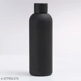 Matte black stainless steel double-walled vacuum sports water bottle, keeps beverages hot/cold for 6-12 hours