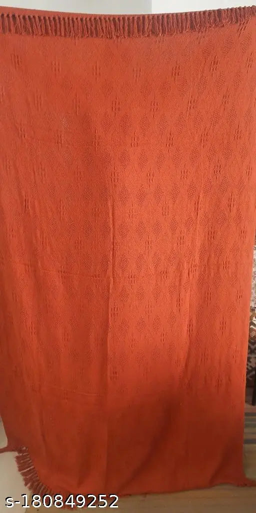 Indian export-quality cotton jacquard diamond throw, soft plush for a cozy queen size bed