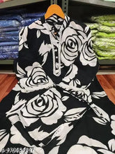 Rayon white and black printed net kurta pant set, three-quarter sleeves, Palazzos style, Indian designer fashion