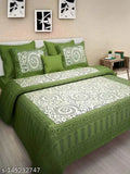 Gorgeous tribal pattern cotton double bedsheets, 144 thread count, ideal for summer - Jaipuri traditional floral design