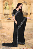 Black Georgette Queen saree with Bangalori silk blouse, embellished and mirrored border for wedding wear