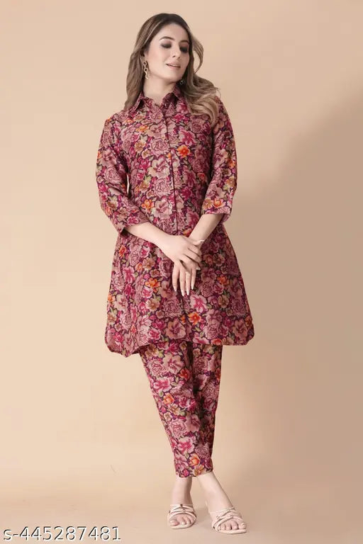 Cotton blend woman's coord set (to 3XL), magically printed foil kurta with palazzos