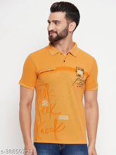 Men's printed cotton blend polo collar t-shirt, short sleeves with vibrant design