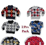 Kids stylish semi woolen sweatshirts (pack of 2) - printed cotton design, trendy kids wear from Little Muffs