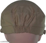 Cream cotton newsboy cap, flat short design in solid pattern, stylish hat for men and women from India