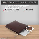 Brown PU Sling Bag 2-in-1, Stylish casual mobile pouch for modern women, carries valuables and phone