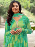 New Georgette Floral Printed Gown with Dupatta set for women's functions. Long sleeves, three-quarter sleeves, suitable for party wear, beach wear, summer wear." (124 characters)