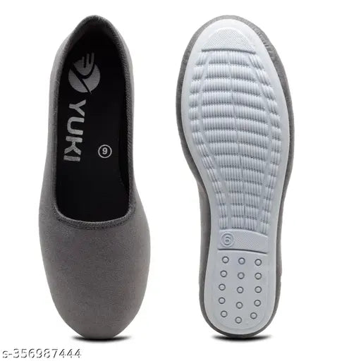 Grey suede slip-on ballerinas for women & girls - Yuki Grey Bellies, stylish daily wear