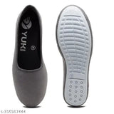 Grey suede slip-on ballerinas for women & girls - Yuki Grey Bellies, stylish daily wear