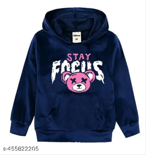 Vibrant printed velvet long sleeve hoodie for kids, playful design for everyday wear