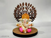 Multicolor Handcrafted Lord Ganpati Idol Sitting under Tree (5 inch) - Spiritual Home Decor, Cultural Wedding & Birthday Gift