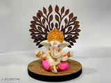 Multicolor Handcrafted Lord Ganpati Idol Sitting under Tree (5 inch) - Spiritual Home Decor, Cultural Wedding & Birthday Gift