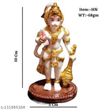 Polymarble gold foil Hanuman ji idol, decorative showpiece for home decor (10cm), religious item from India